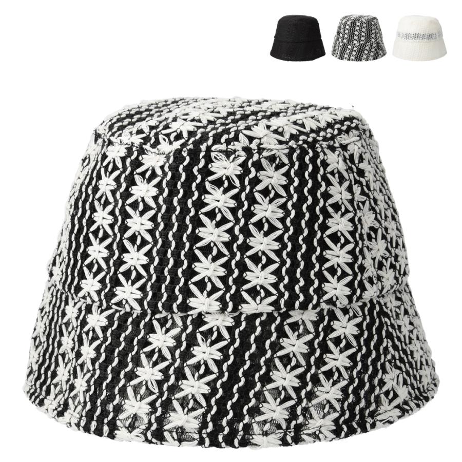 レース 洗える 抗菌 消臭 ハット 折りたたみ バケットハット ダウンブリム 帽子 レディース フリーサイズ 日除け UVカット 深め 手洗い Lace Stitch Down Hat | Basiquenti