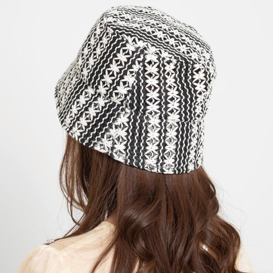 レース 洗える 抗菌 消臭 ハット 折りたたみ バケットハット ダウンブリム 帽子 レディース フリーサイズ 日除け UVカット 深め 手洗い Lace Stitch Down Hat | Basiquenti | 06