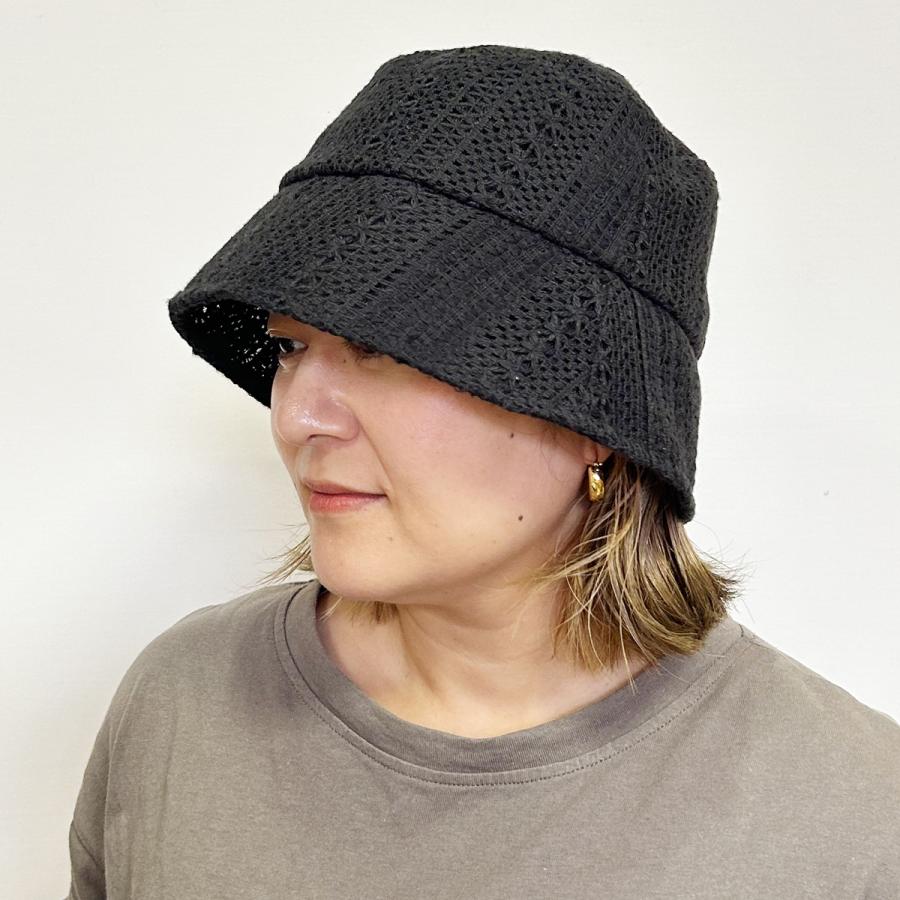 レース 洗える 抗菌 消臭 ハット 折りたたみ バケットハット ダウンブリム 帽子 レディース フリーサイズ 日除け UVカット 深め 手洗い Lace Stitch Down Hat | Basiquenti | 09