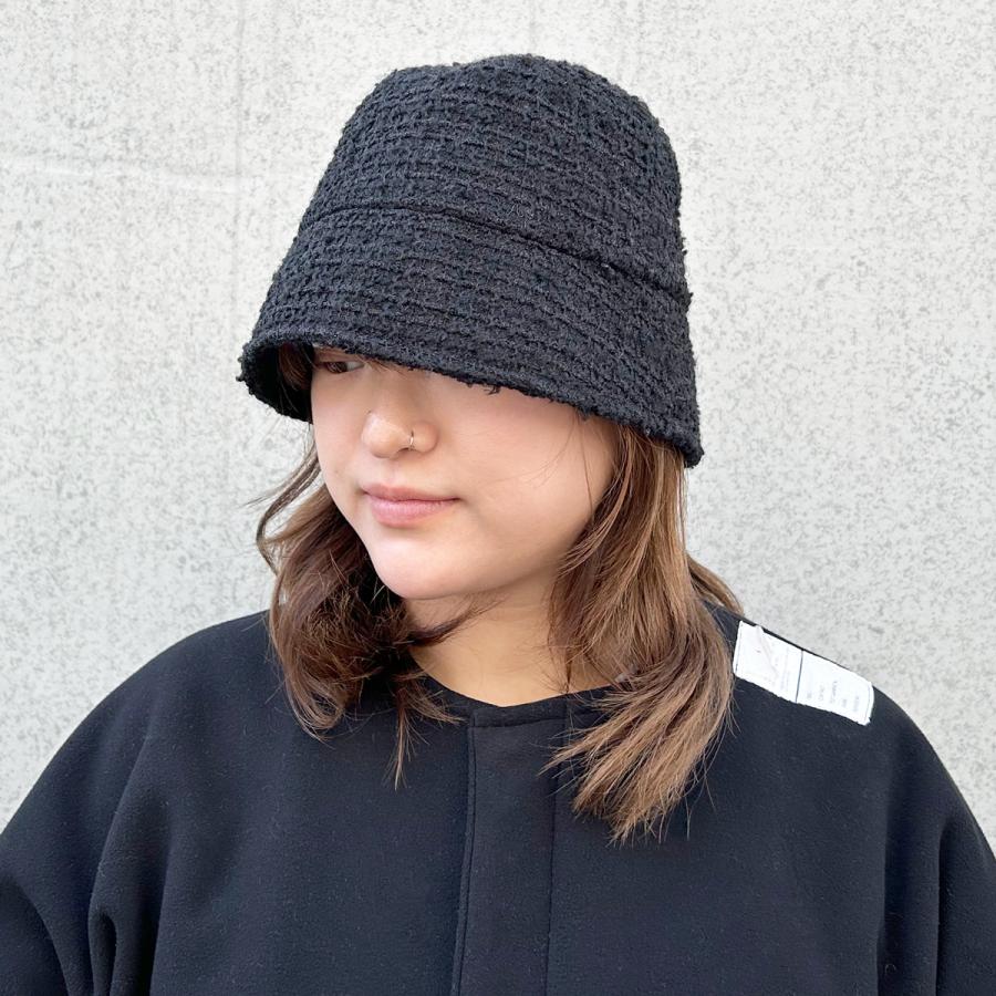 ツイード 抗菌 消臭 ハット 小顔 折りたたみ バケットハット ダウンブリム ラメ 帽子 レディース フリーサイズ 日除け 深め 手洗い ソエリラ Tweed Down Hat | Basiquenti | 03