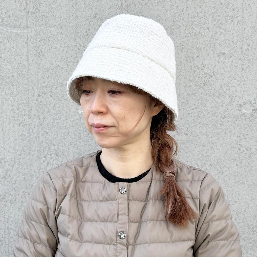 ツイード 抗菌 消臭 ハット 小顔 折りたたみ バケットハット ダウンブリム ラメ 帽子 レディース フリーサイズ 日除け 深め 手洗い ソエリラ Tweed Down Hat | Basiquenti | 04
