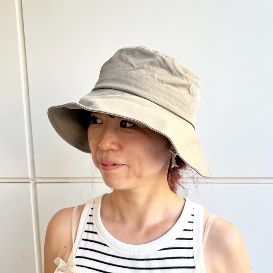 ドローコード  UVカット抗菌 消臭 ハット ナイロン 小顔 折りたたみ バケットハット 帽子 レディース フリーサイズ 日除け 手洗い ソエリラ Nylon Wire Hat | Basiquenti | 03