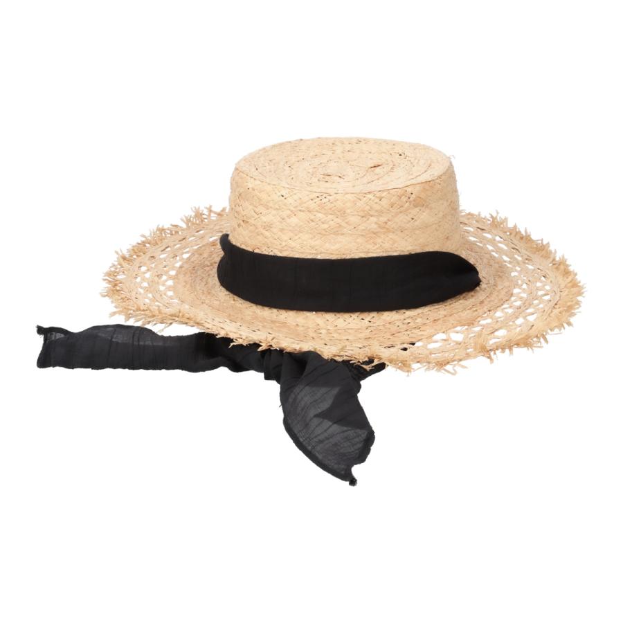 フリンジ カンカン帽 シアー あご紐 リボン 麦わらハット 抗菌 消臭 ハット 日除け 帽子 レディース フリーサイズ つば広 麦わら ソエリラ Raffia Fringe Kankan | Basiquenti | 01