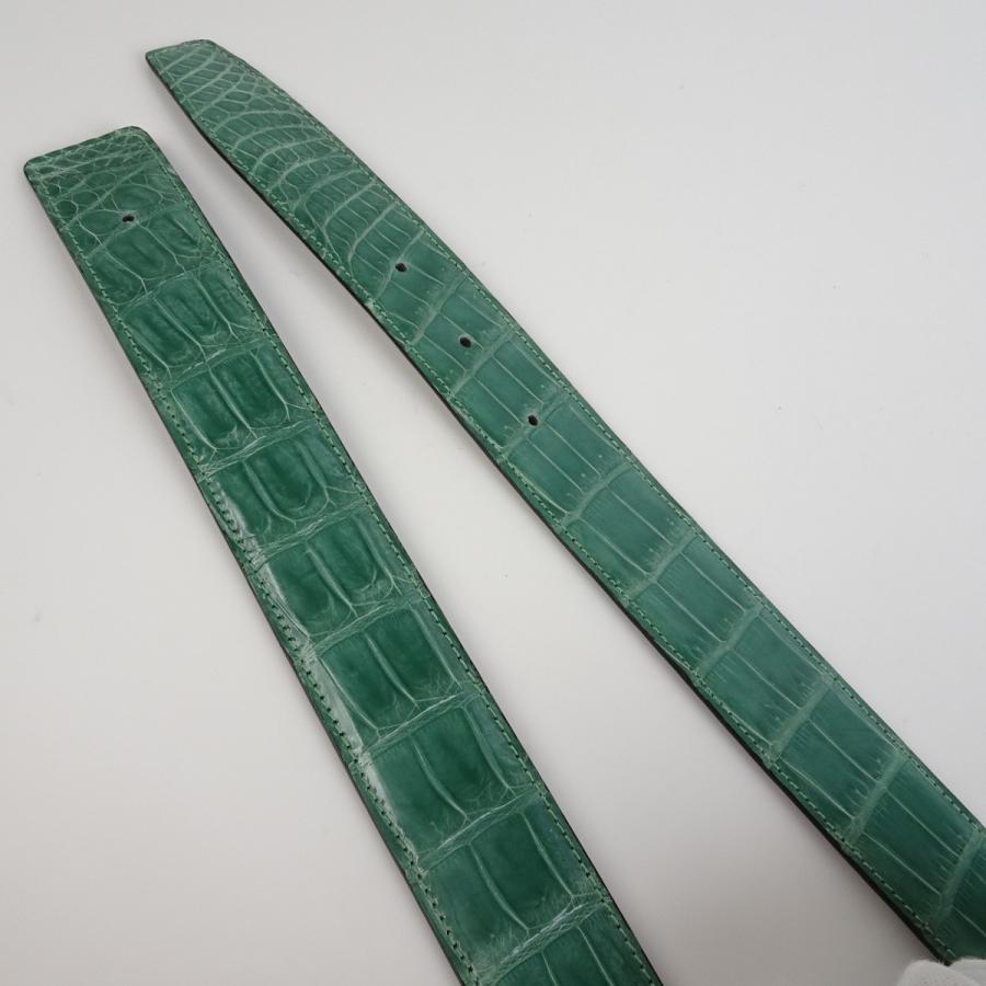 新品 クロコダイル ベルト ツヤ Hバックル コンスタンス 85～90cm 緑 ce05a3511d7f02565a55cd3c82a348