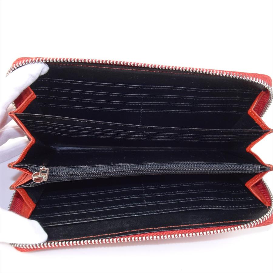 未使用 カイマンレザー 長財布 ラウンドファスナー スモーキーオレンジ  