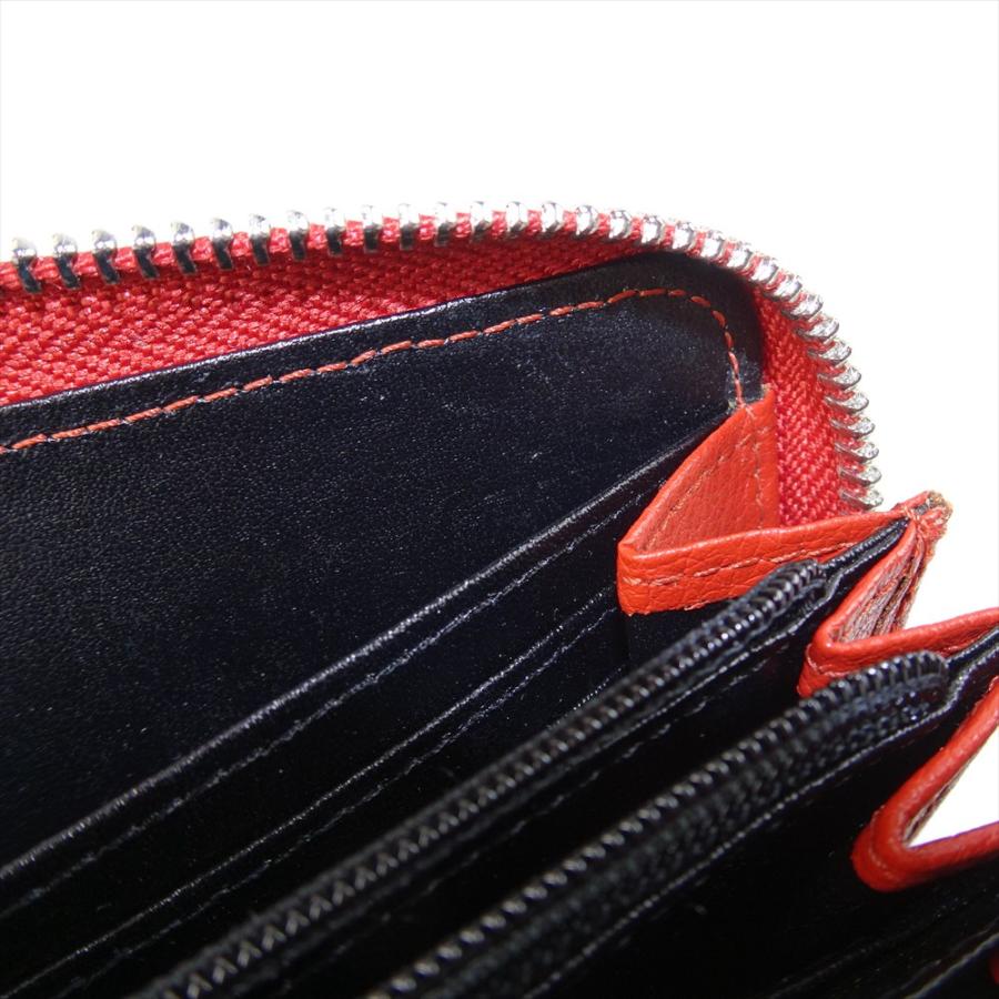 未使用 カイマンレザー 長財布 ラウンドファスナー スモーキーオレンジ  