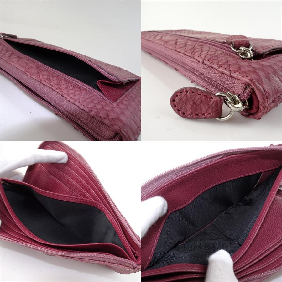 極美品❀JIMMY CHOO ラウンドファスナー 長財布 ヘビ革 ワインレッド 未使用 パイソンレザー 長財布 財布 L字ファスナー ラウンドファスナー