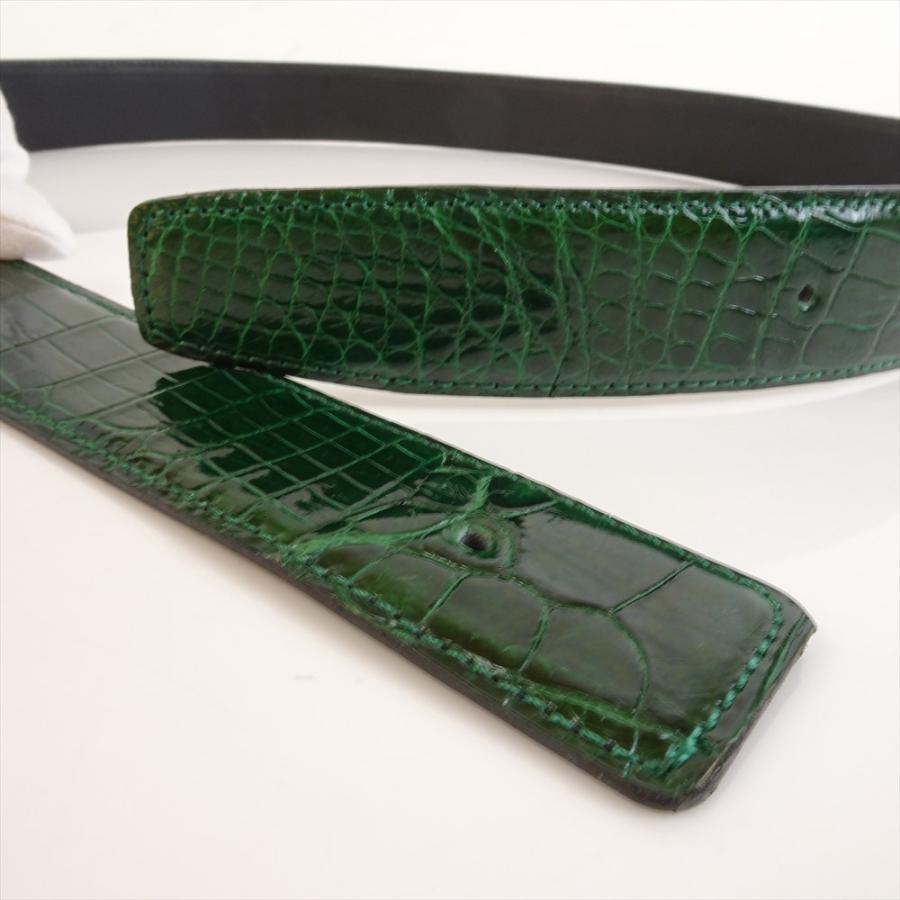 新品 クロコダイル ツヤあり グリーン Hバックル コンスタンス対応