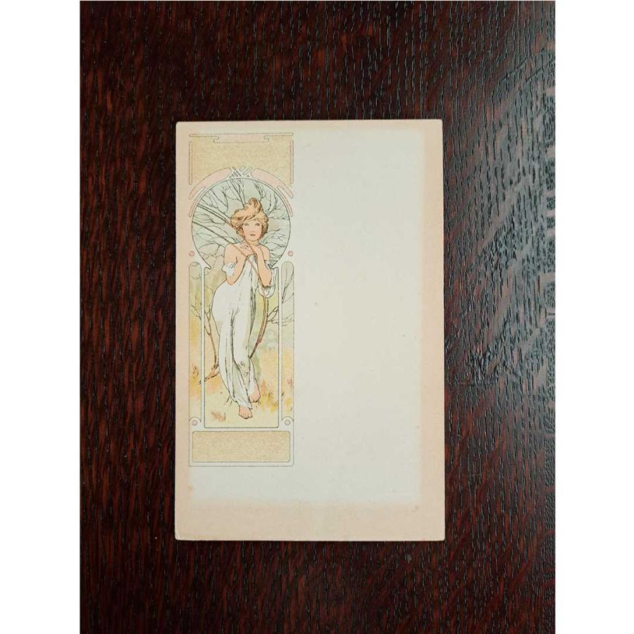【Rivoli Antiques】アルフォンス・ミュシャ  ≪春―四季≫ベリアコレクション 1900年 アンティーク絵はがきの画像