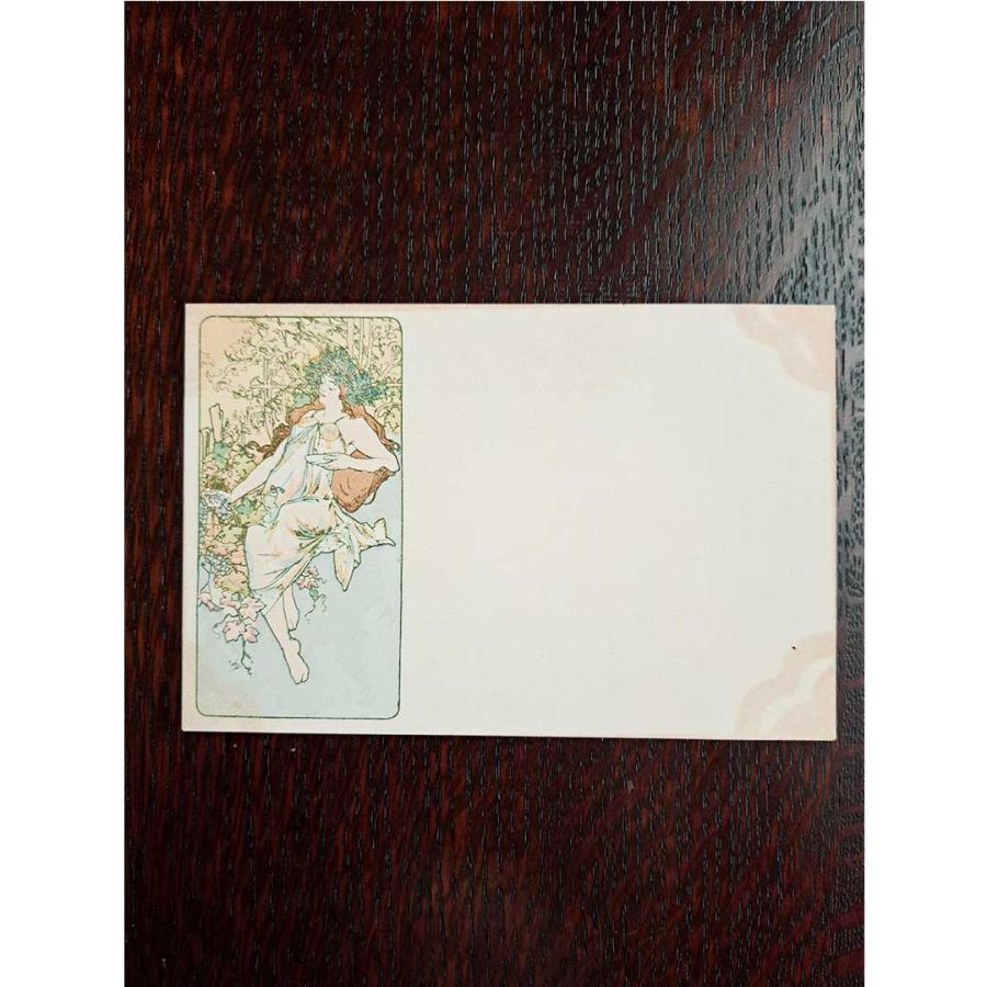 【Rivoli Antiques】アルフォンス・ミュシャ  ≪秋―四季≫ 1900年 アンティーク絵はがき_1