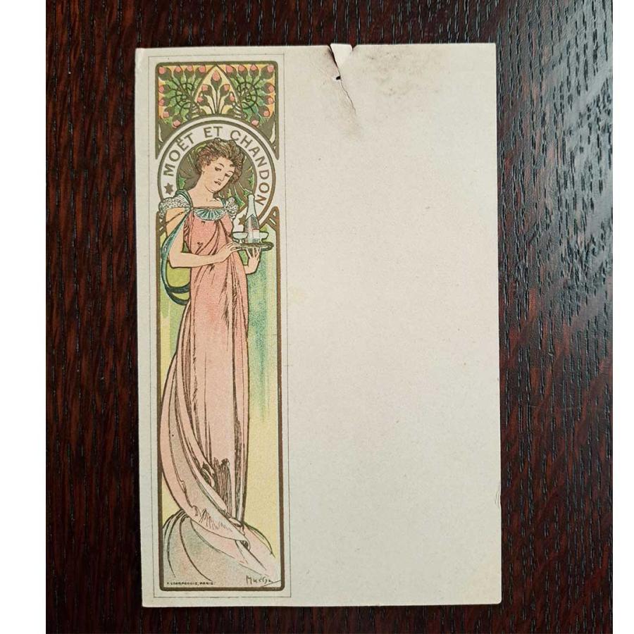 【Rivoli Antiques】アルフォンス・ミュシャ  ≪モエ・エ・シャンドン≫ 1900年 アンティークメニューの画像