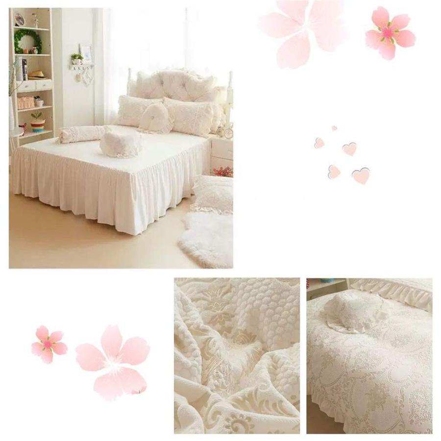 最先端 掛け布団カバー 4点セット 姫系 布団カバー ダブル ベッド 洋式 可愛い 敷き布団カバー ホワイト 白 おしゃれ レース付き フランネル 春夏新色 E Compostela Gob Mx