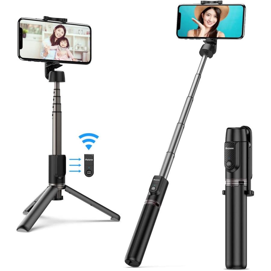 Befame 自撮り棒 Bluetooth セルカ棒 じどり棒 自撮り棒 長い 超軽量 無線 三脚一脚兼用 三脚一脚兼用 Bluetooth 360度回転 5段伸縮 ブルートゥース リモコン シ ライズミックティーシー