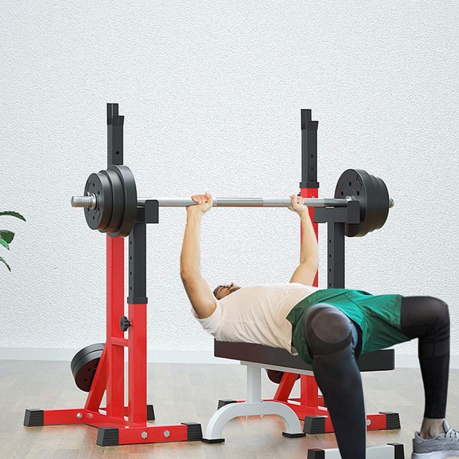 送料無料 バーベルラックベンチプレスヘビーデューティスクワットラックケージ多機能スクワットスタンドとスポッターホームジムウェイトリフティングディップステーション 最適な価格 Childrennh Org