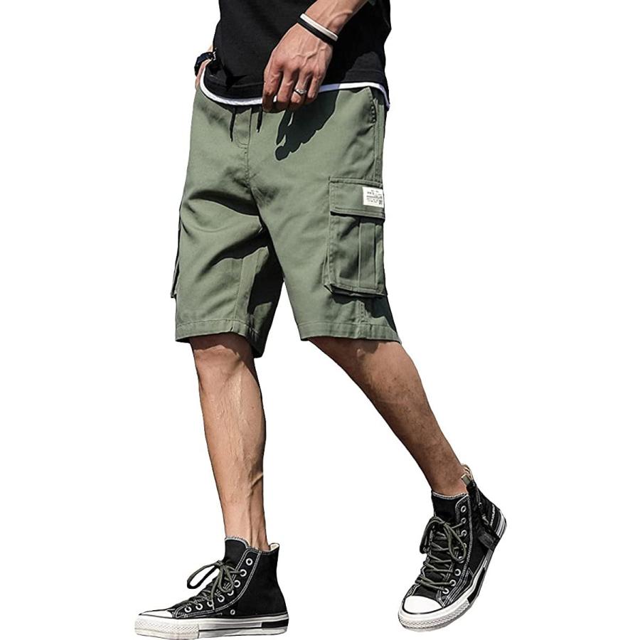 サン ブローゼ ハーフ カーゴ パンツ カッコイイ オシャレ 短パン カジュアル 半ズボン グリーン L 58 Off