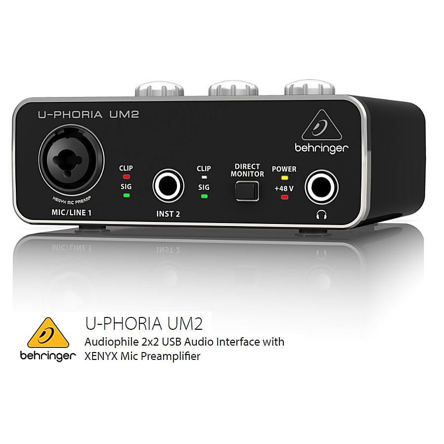 Behringer U-Phoria UM2 Interfaz de Audio USB con alimentación phantom de 48V 