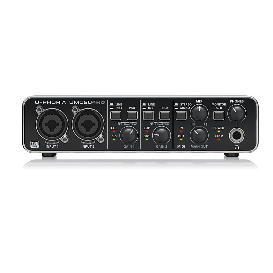 BEHRINGER/べリンガー MIDASマイクプリアンプ搭載2入力4出力 USBオーディオインターフェース UMC204HD U-PHORIAの画像