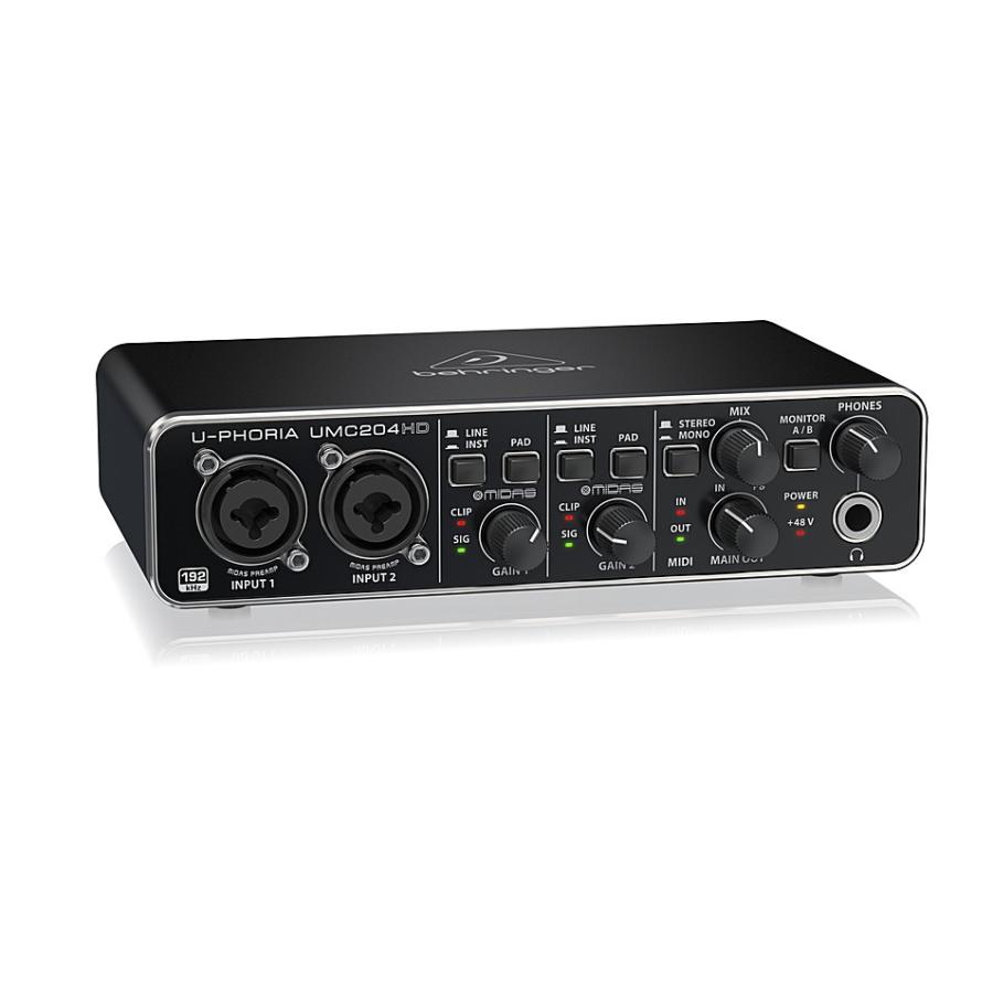 BEHRINGER/べリンガー MIDASマイクプリアンプ搭載2入力4出力 USBオーディオインターフェース UMC204HD U-PHORIAの画像