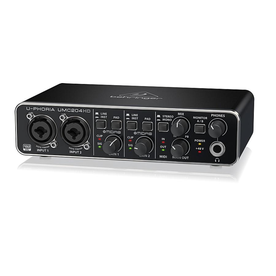 BEHRINGER/べリンガー MIDASマイクプリアンプ搭載2入力4出力 USBオーディオインターフェース UMC204HD U-PHORIAの画像