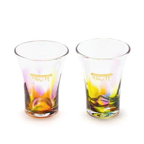 副島硝子工業 肥前ビードロ グラス 肥前びーどろ 虹色一口ビール ペア 