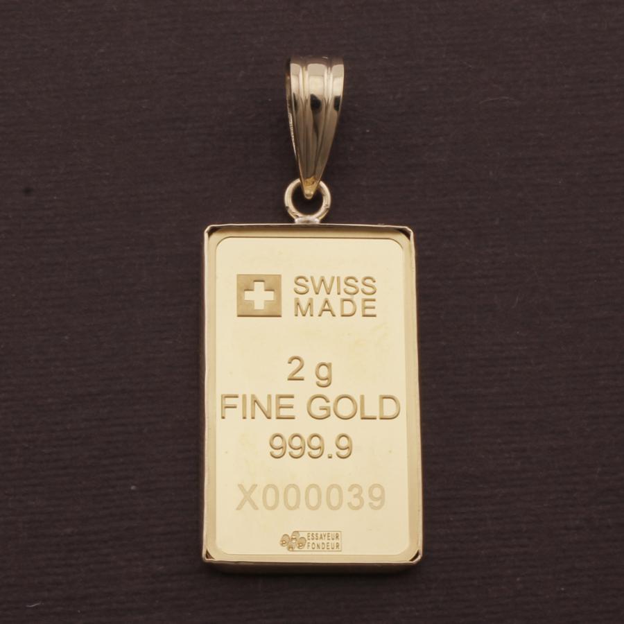 純金　K24ゴールド　インゴット　5ｇペンダントトップ総重量5.6ｇ　自由の女神 自由の女神 インゴット 2g スイス ペンダントトップ K24イエロー