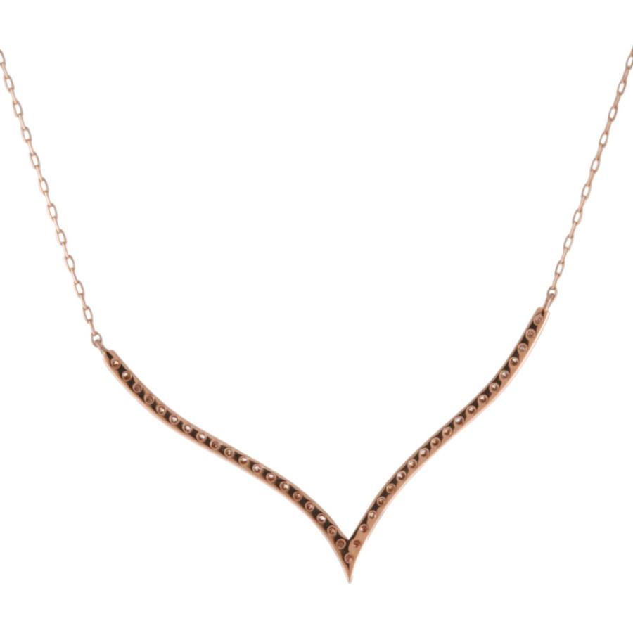 ゆるやかV字 ネックレス 18金 K18ピンクゴールド ダイヤモンド 0.23ct 