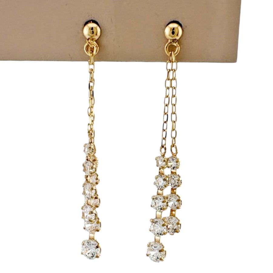 ピアス 10金 K10イエローゴールド キュービックジルコニア レディース