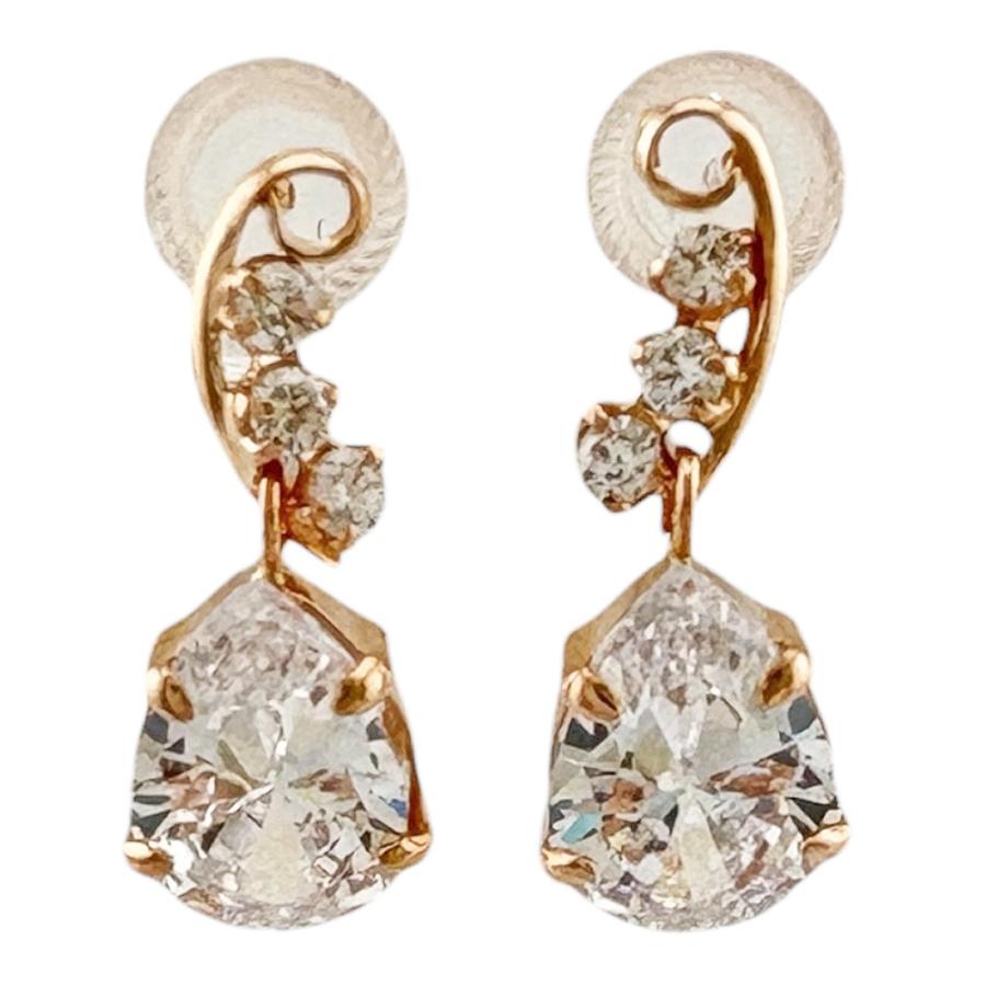 ピアス 10金 K10ピンクゴールド キュービックジルコニア レディース