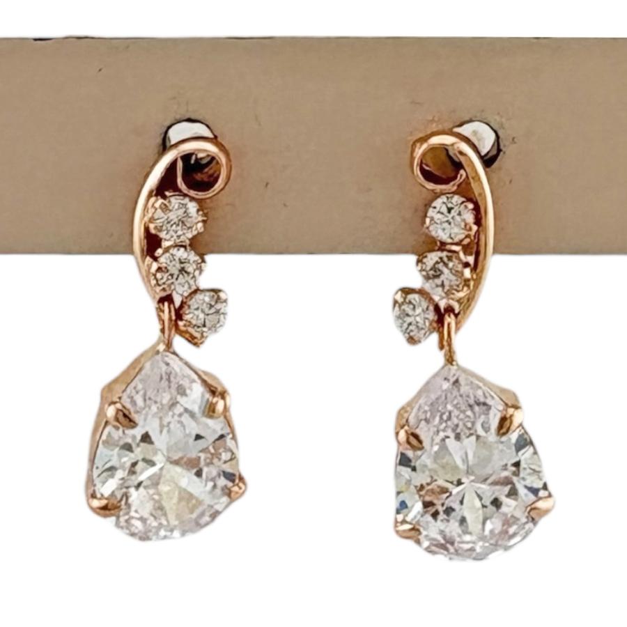 ピアス 10金 K10ピンクゴールド キュービックジルコニア レディース