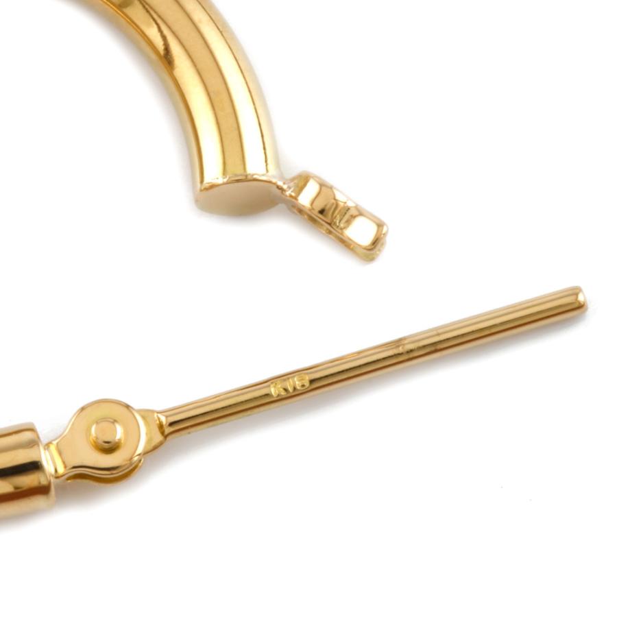 未使用 K18 フープピアス 18金ゴールド 2mm×15mm ペア 日本製】K18YG (18金イエローゴールド) リングフープ ピアス15mm