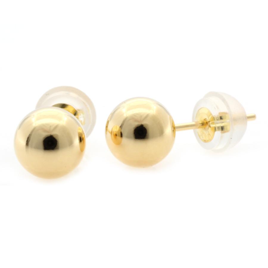 K18PG　丸玉ピアス　6mm 楽天市場】K18PG 丸玉ピアス 6mm (軸太0.9mmX長さ1cmポスト)(18金