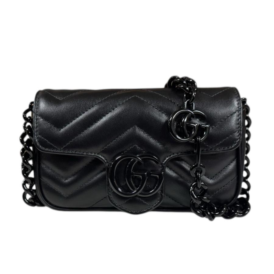 GUCCI グッチ/GGマーモントチェーンレザーショルダー/699757/493***/Aランク/89【中古】 GUCCI（グッチ） GGマーモント ショルダーバッグ 699757 ブラック