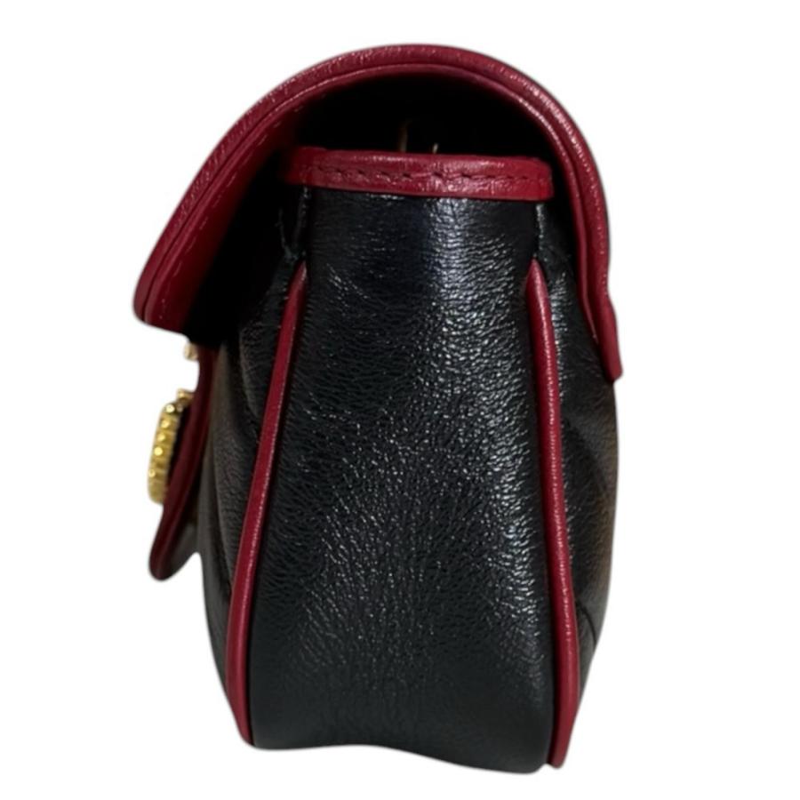 グッチ スーパー ミニバッグ GGマーモント ショルダーバッグ レザー 574969 ブラック レディース GUCCI  中古 GUCCI（グッチ） スーパー ミニバッグ GGマーモント ショルダーバッグ
