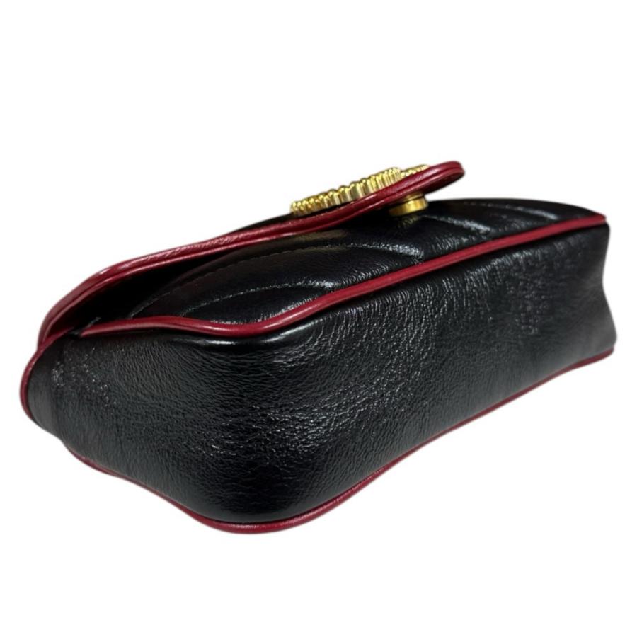グッチ スーパー ミニバッグ GGマーモント ショルダーバッグ レザー 574969 ブラック レディース GUCCI  中古 GUCCI（グッチ） スーパー ミニバッグ GGマーモント ショルダーバッグ