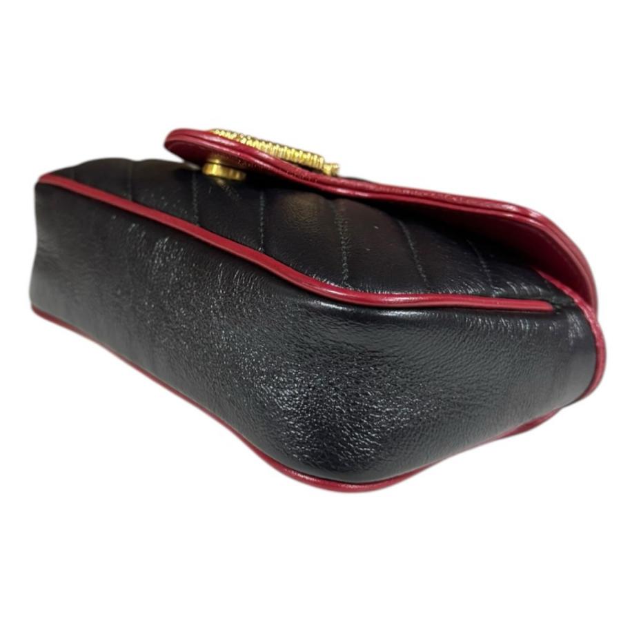 グッチ スーパー ミニバッグ GGマーモント ショルダーバッグ レザー 574969 ブラック レディース GUCCI  中古 GUCCI（グッチ） スーパー ミニバッグ GGマーモント ショルダーバッグ