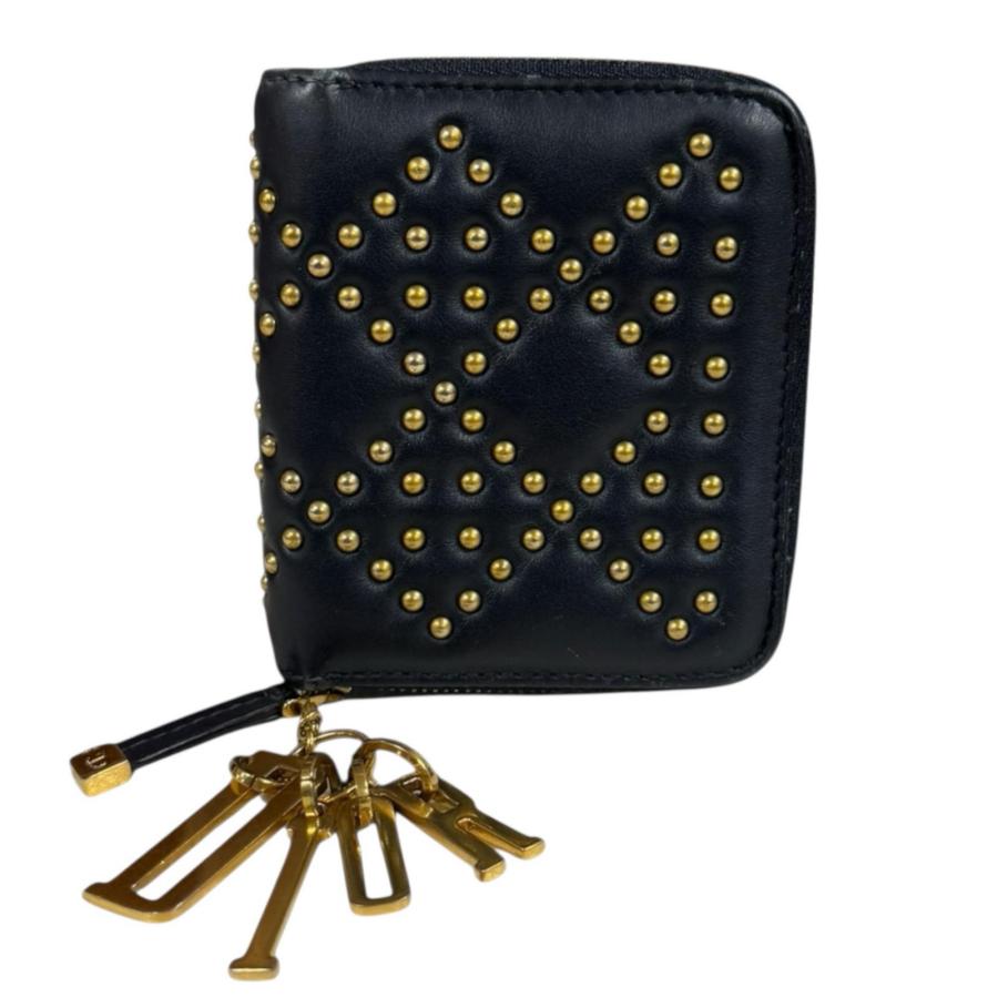 【極美品】ChristianDior 二つ折り財布 ブラック　レザー　ゴールド クリスチャンディオール 二つ折り財布 レザー レディース Christian