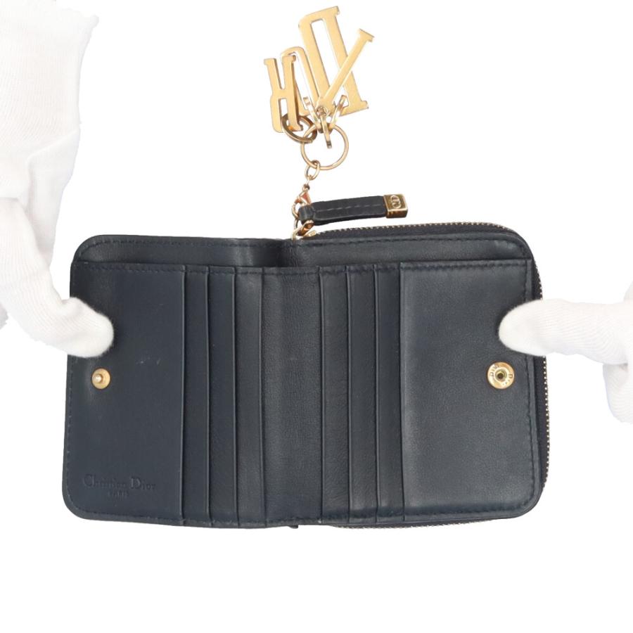 美品 Christian Dior クリスチャンディオール 二つ折り財布 本革 クリスチャンディオール 二つ折り財布 レザー レディース Christian