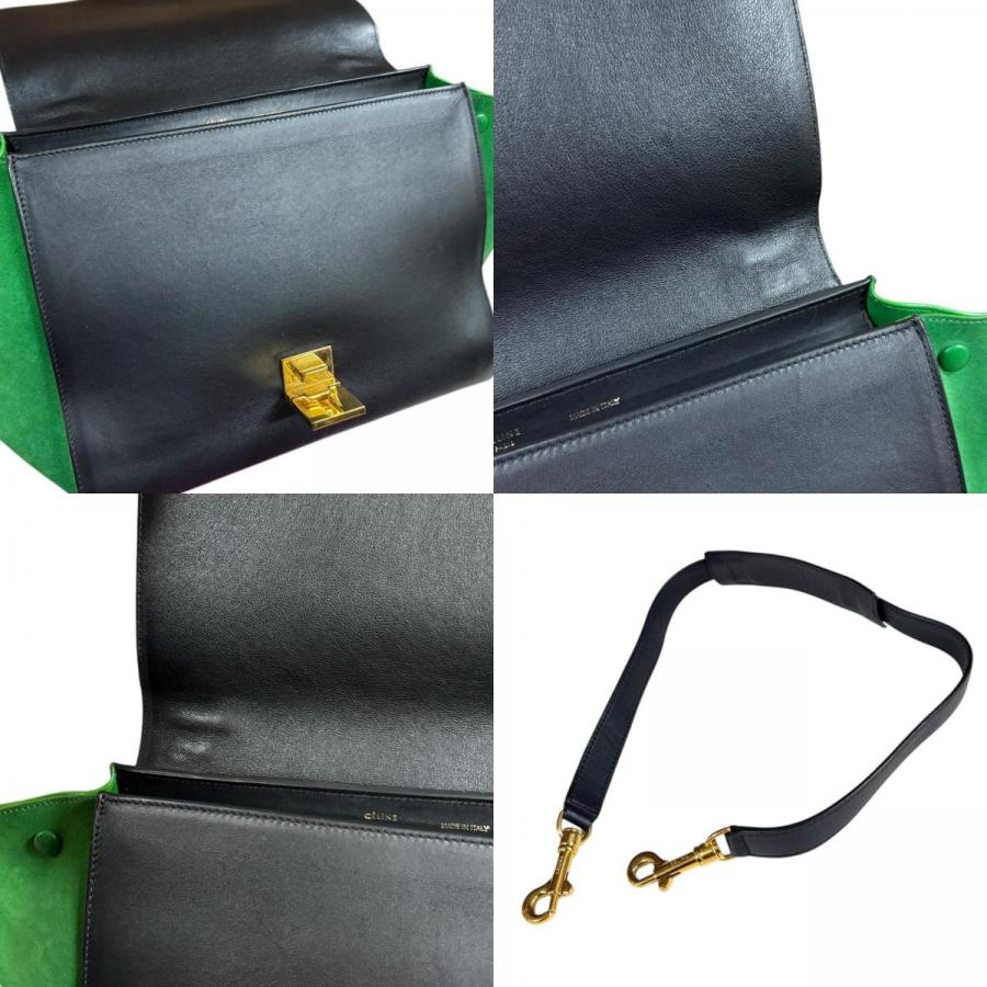 (ジャンク品)セリーヌ ショルダーバッグ トラペーズ CELINE（セリーヌ） トラペーズ ショルダーバッグ レザー ブラック