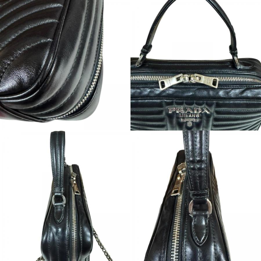 プラダ ダイアグラム ショルダーバッグ レザー 1BH119 ブラック レディース PRADA  中古 PRADA（プラダ） ダイアグラム ショルダーバッグ レザー 1BH119