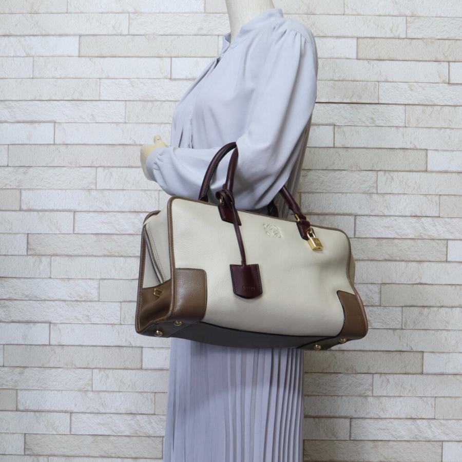 LOEWE（ロエベ） アマソナ36 ハンドバッグ レザー ベージュ レディース