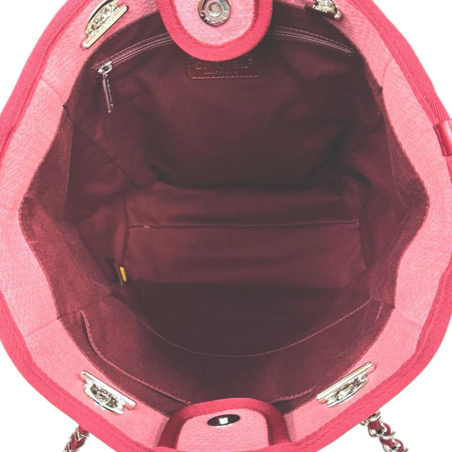 シャネル ドーヴィルPM ショルダーバッグ キャンバス レッド レディース CHANEL  中古 CHANEL（シャネル） ドーヴィルPM ショルダーバッグ キャンバス レッド