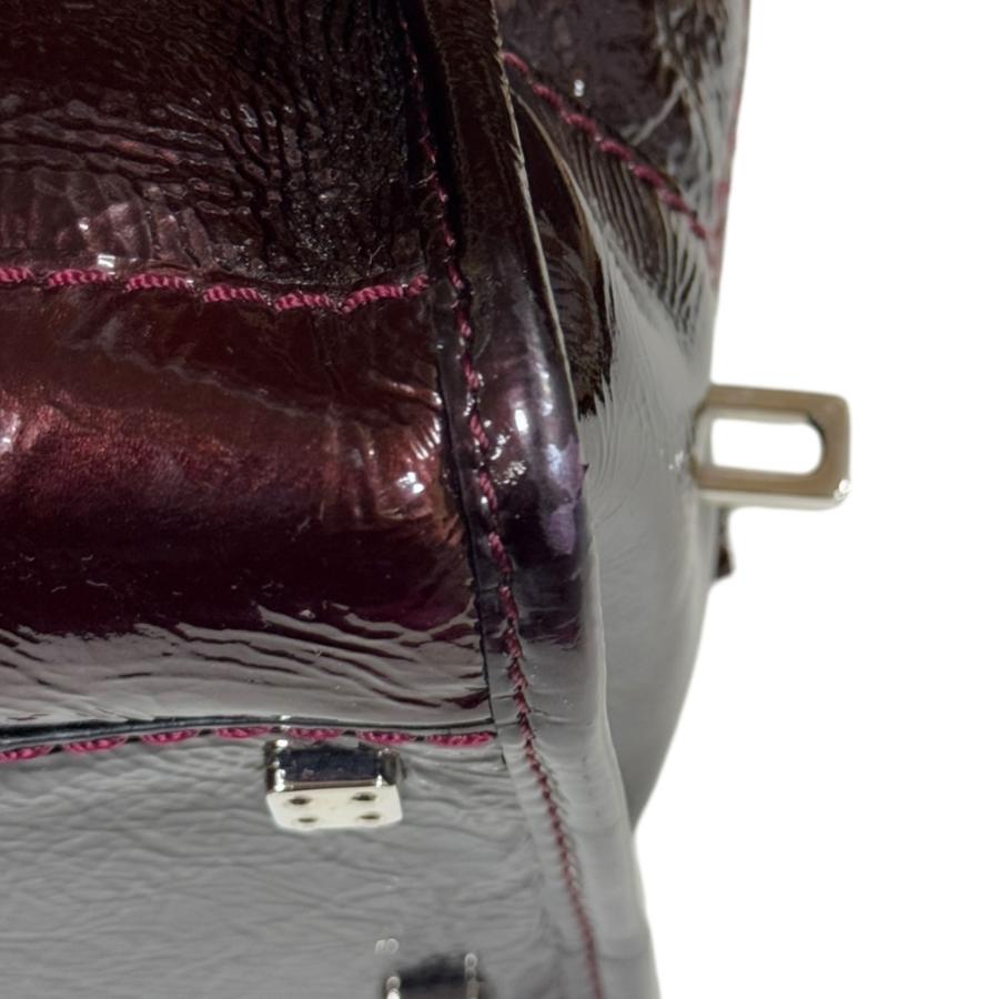 LOEWE（ロエベ） アマソナ28 ハンドバッグ エナメル パープル