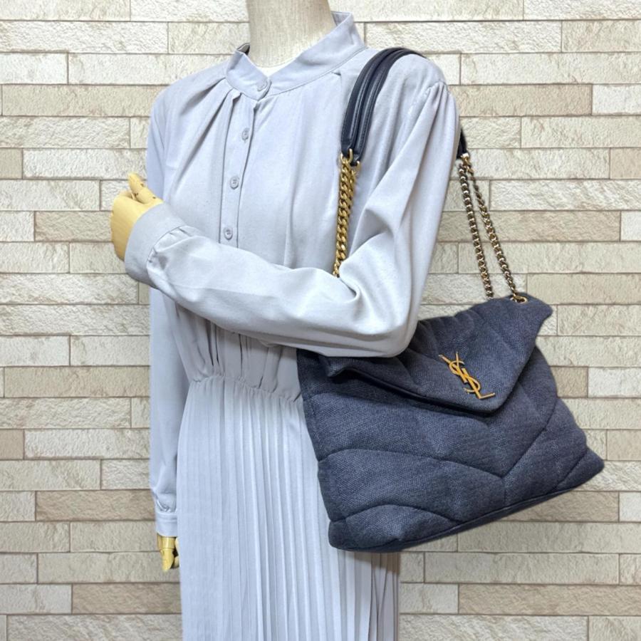 サンローラン パファー ミディアム ショルダーバッグ キャンバス