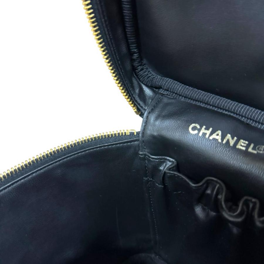 シャネル 縦型バニティ ココマーク ハンドバッグ キャビアスキン A01998 ブラック レディース CHANEL 中古の画像