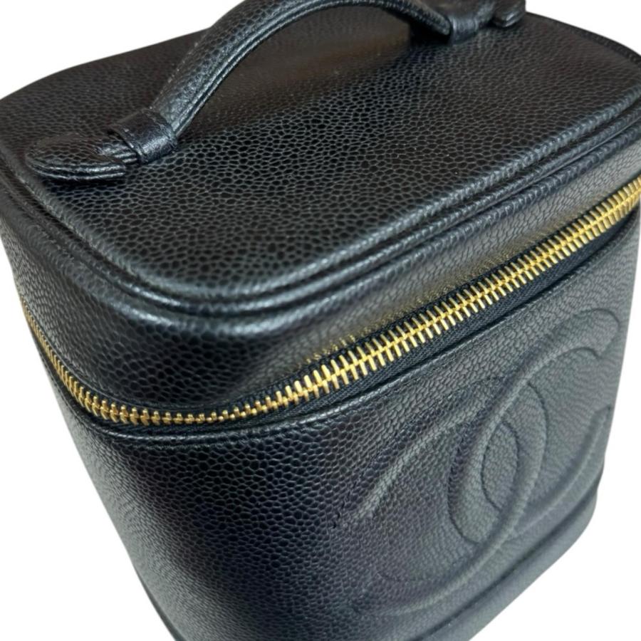 シャネル 縦型バニティ ココマーク ハンドバッグ キャビアスキン A01998 ブラック レディース CHANEL 中古の画像