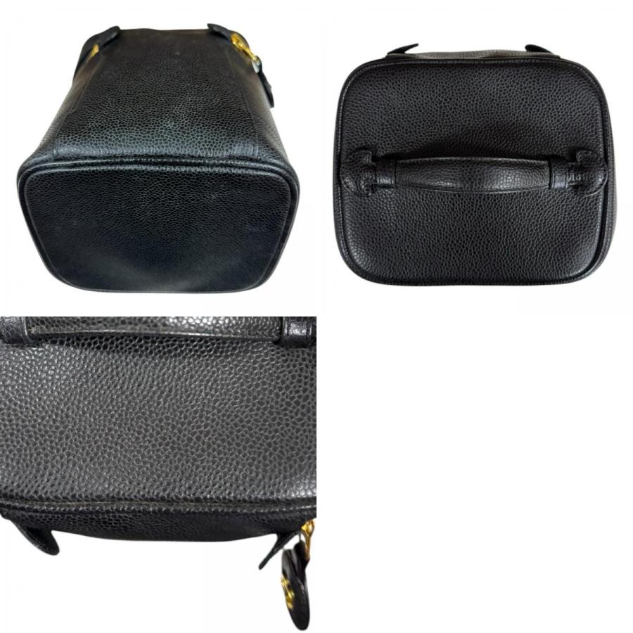 シャネル 縦型バニティ ココマーク ハンドバッグ キャビアスキン A01998 ブラック レディース CHANEL 中古の画像