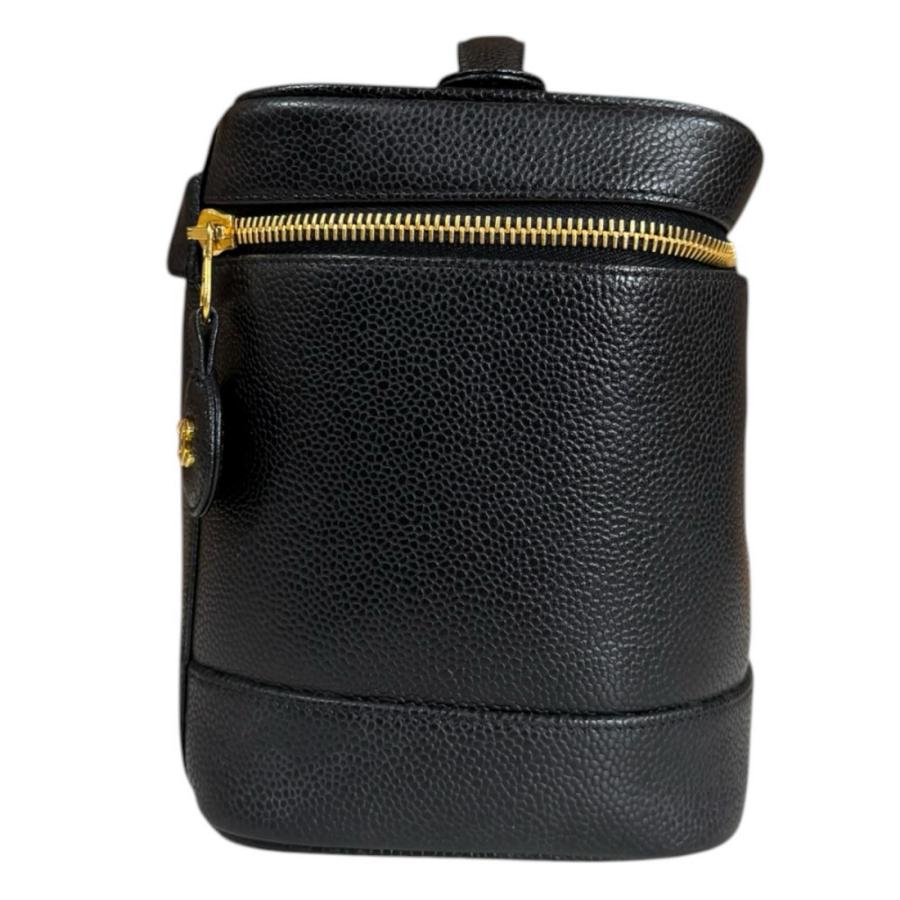 シャネル 縦型バニティ ココマーク ハンドバッグ キャビアスキン A01998 ブラック レディース CHANEL 中古の画像