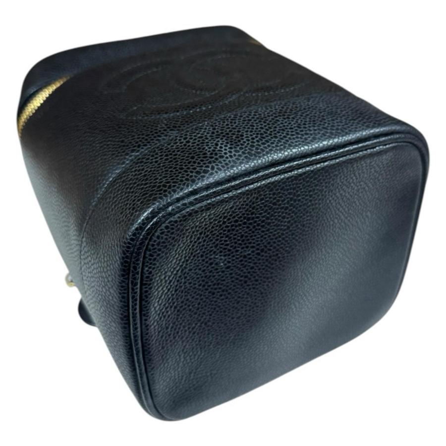 シャネル 縦型バニティ ココマーク ハンドバッグ キャビアスキン A01998 ブラック レディース CHANEL 中古の画像