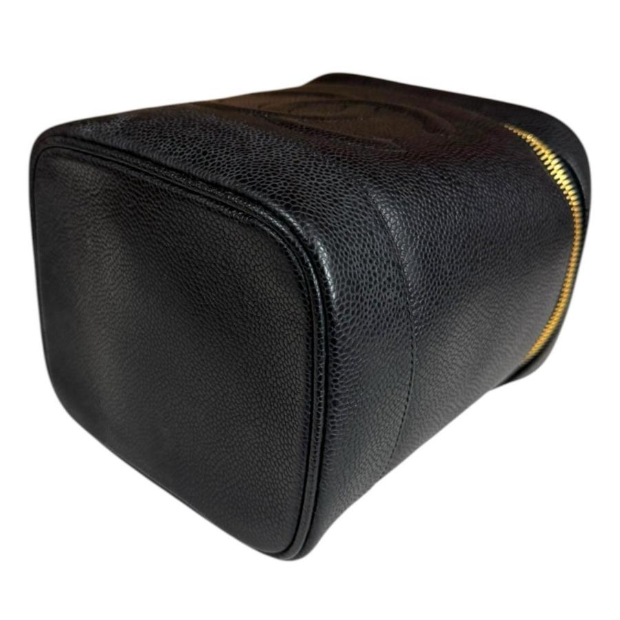 シャネル 縦型バニティ ココマーク ハンドバッグ キャビアスキン A01998 ブラック レディース CHANEL 中古の画像