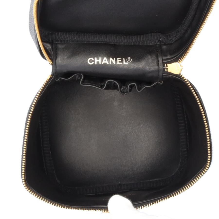シャネル 縦型バニティ ココマーク ハンドバッグ キャビアスキン A01998 ブラック レディース CHANEL 中古の画像